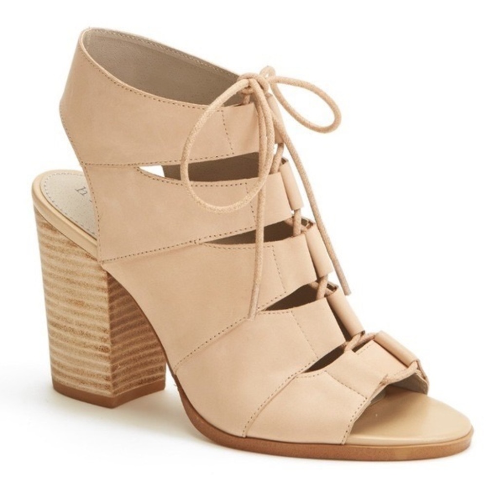 Hinge Lace Up Suede Nude Block Heels (10)